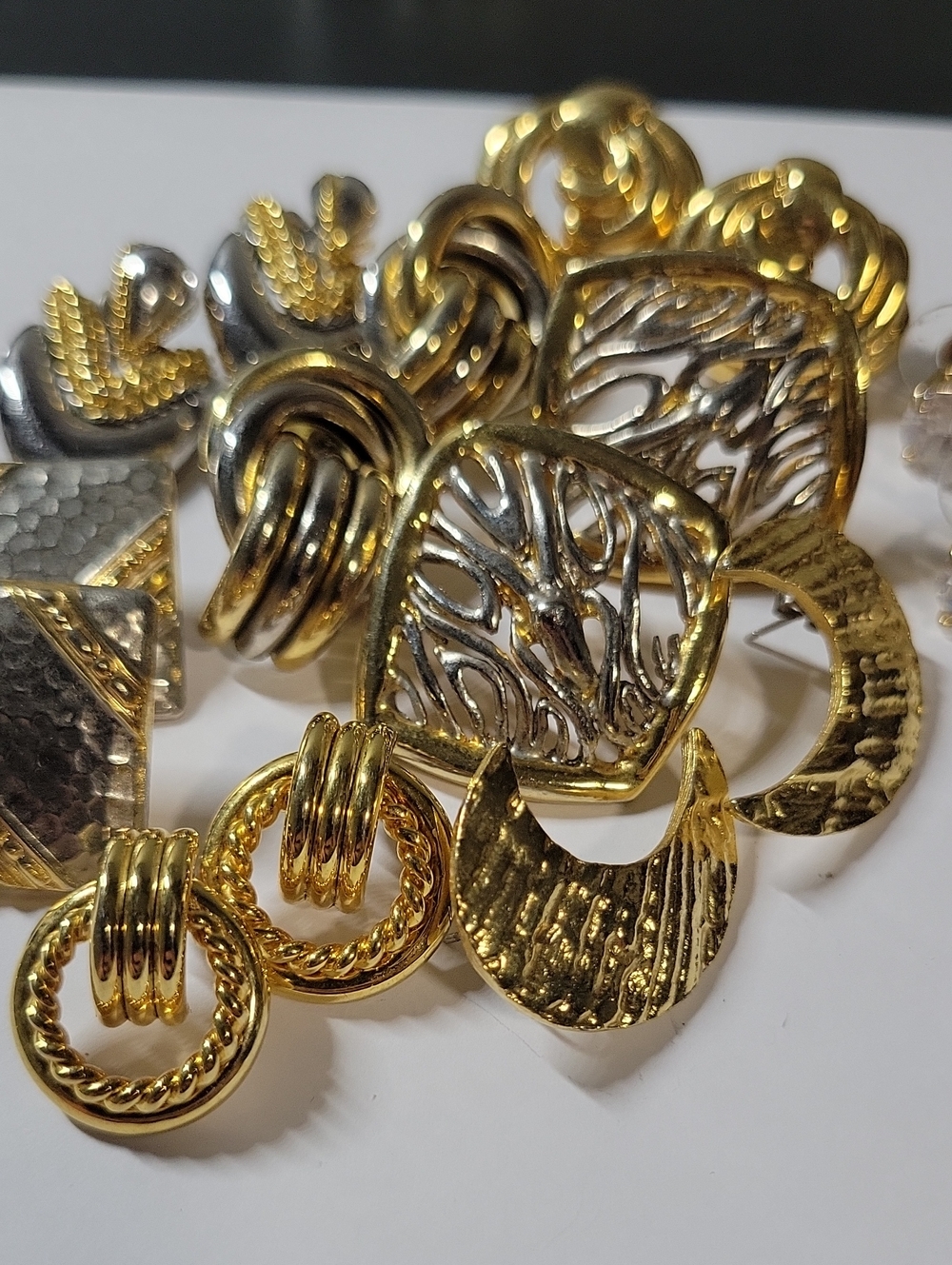 Gold and Silver Tone Mixed Metal Statement Earrings Lot - Women Jewelry